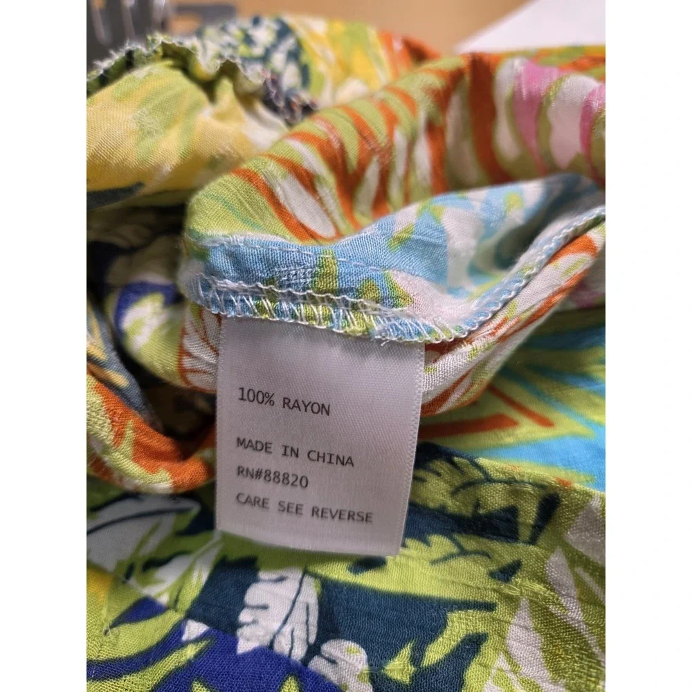 Nicole Miller NY Medium Restort  Vacation Wrap Skirt Tropical Gauzy Ruffle Palms